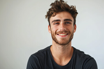 Obraz premium A close up portrait of a young man with a subtle smile