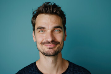 Obraz premium A close up portrait of a young man with a subtle smile