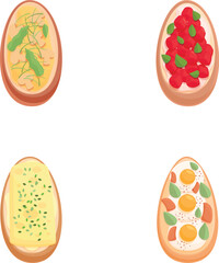 Sandwich icons set cartoon vector. Tasty sandwich with various filling. Food concept