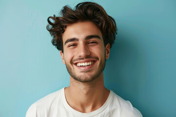 Obraz premium A close up portrait of a young man with a subtle smile