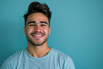 Obraz premium A close up portrait of a young man with a subtle smile