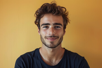Obraz premium A close up portrait of a young man with a subtle smile
