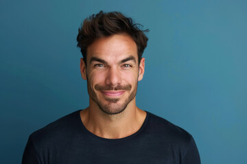 Obraz premium A close up portrait of a young man with a subtle smile
