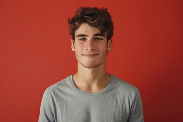 Obraz premium A close up portrait of a young man with a subtle smile