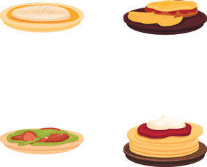 Australian food icons set cartoon vector. Various delicious australian dish. Traditional cuisine