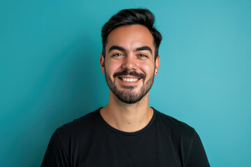 Obraz premium A close up portrait of a young man with a subtle smile