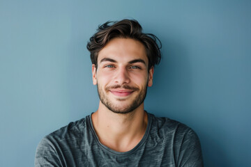 Fototapeta premium A close up portrait of a young man with a subtle smile