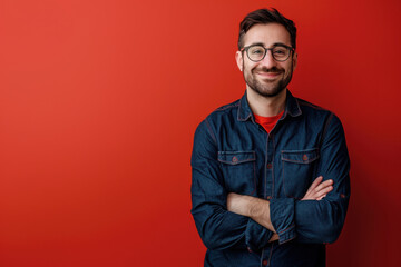 Obraz premium A close up portrait of a young man with a subtle smile