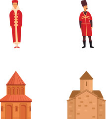 Armenia icons set cartoon vector. Various symbol of armenia. Travel concept