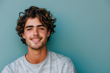 Fototapeta premium A close up portrait of a young man with a subtle smile