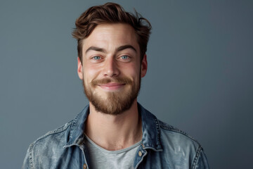Obraz premium A close up portrait of a young man with a subtle smile