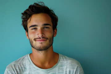 Obraz premium A close up portrait of a young man with a subtle smile