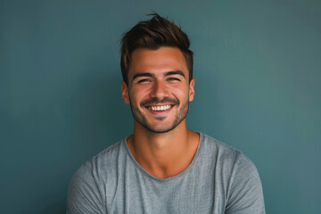 Obraz premium A close up portrait of a young man with a subtle smile