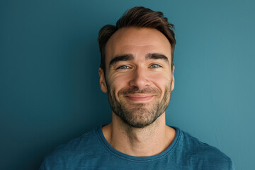 Fototapeta premium A close up portrait of a young man with a subtle smile