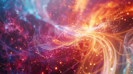 Fototapeta premium Colorful abstract digital art with bright, swirling patterns in red, blue, and yellow tones, showcasing dynamic and vibrant visual elements.