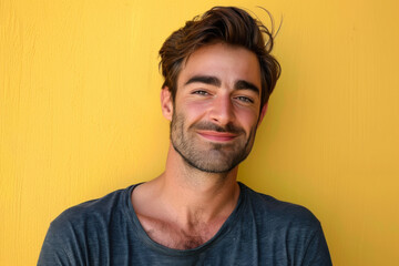 Fototapeta premium A close up portrait of a young man with a subtle smile