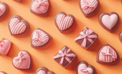 Obraz premium Chocolate Valentine's hearts as background