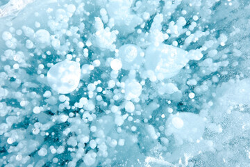 Cracks and bubbles in the ice of Lake Baikal