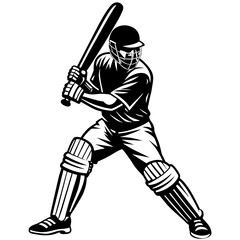 Stunning Vector Art of Cricket Player Batting Style