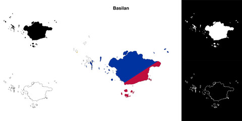 Basilan province outline map set