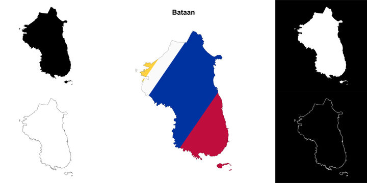 Bataan province outline map set