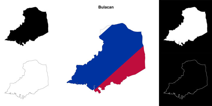 Bulacan province outline map set