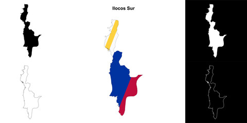 Ilocos Sur province outline map set