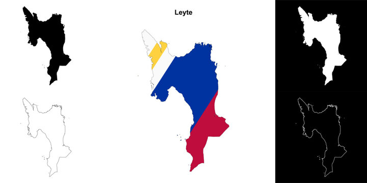 Leyte province outline map set