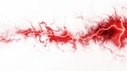 Vibrant Red Electric Sparks Isolated on a White Background: High-Resolution Abstract Energy Concept
