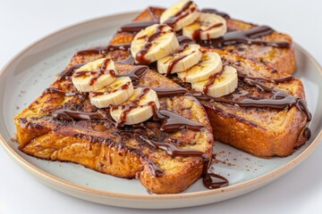 Delightful Peanut Butter Mousse French Toast with Banana Bread and Cinnamon Maple Syrup