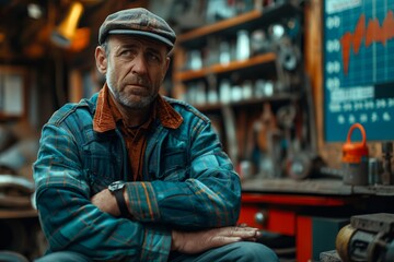 Obraz premium Elderly worker with confident stance