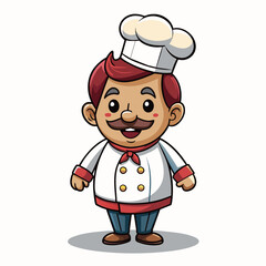 Mascot logo of cute chef white background