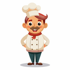 Mascot logo of cute chef white background