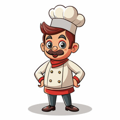 Mascot logo of cute chef white background