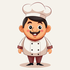 Mascot logo of cute chef white background