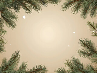 A Christmas square-shaped layout background with fir branches. Vector illustration design