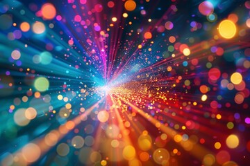 colorful abstract background with vibrant lines and spots. speed, long exposure effect. internet connection.