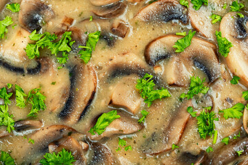 Delicious mushroom sauce with cream.