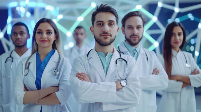 In a modern medical facility, a skilled healthcare team of doctors, nurses, and frontline workers provides exceptional care, promoting a culture of excellence and innovation in patient treatment