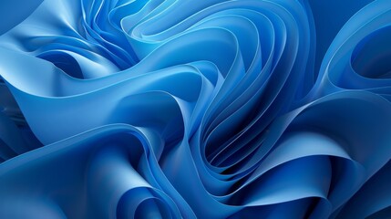 Obraz premium Abstract Blue Flowing Waves, Generative AI