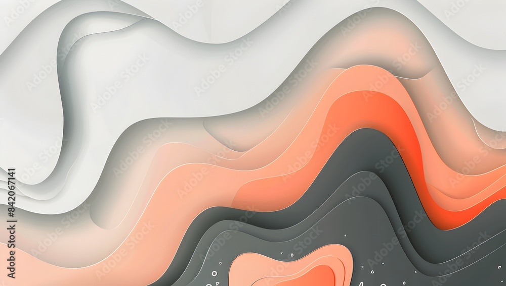 Wall mural peach and grey color abstract wave background vector presentation design, simple shapes 
