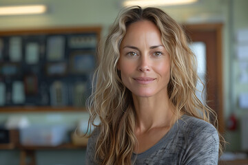 Confident Educator Portrait in Neutral Tones