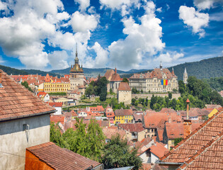 Amazing summer cityscape of medieval city Sighisoara.