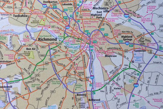 Road map of the Richmond, Virginia area