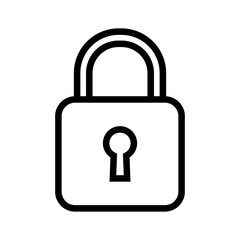 Padlock with keyhole icon, security line icon.