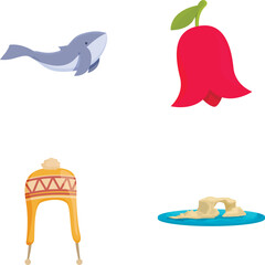 Chile country icons set cartoon vector. Landmark of chile country. Travel concept