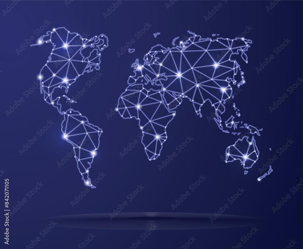 Canvas Prints polygonal digital network world map