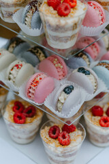 bright macarons and dessert assortment close up 