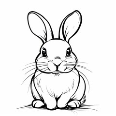 Fototapeta premium Line drawing of rabbit over white background.