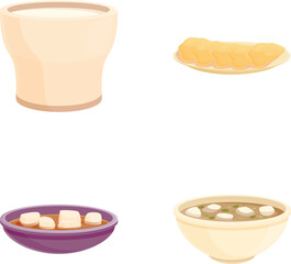 Collection of four different foodrelated vector illustrations on a white background
